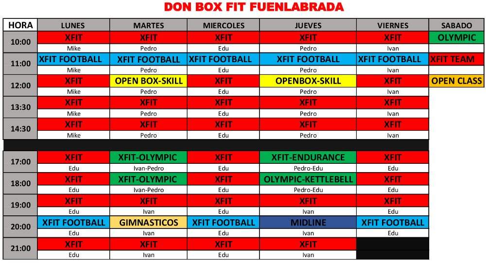 Horario de Don Box Fitness Fuenlabrada